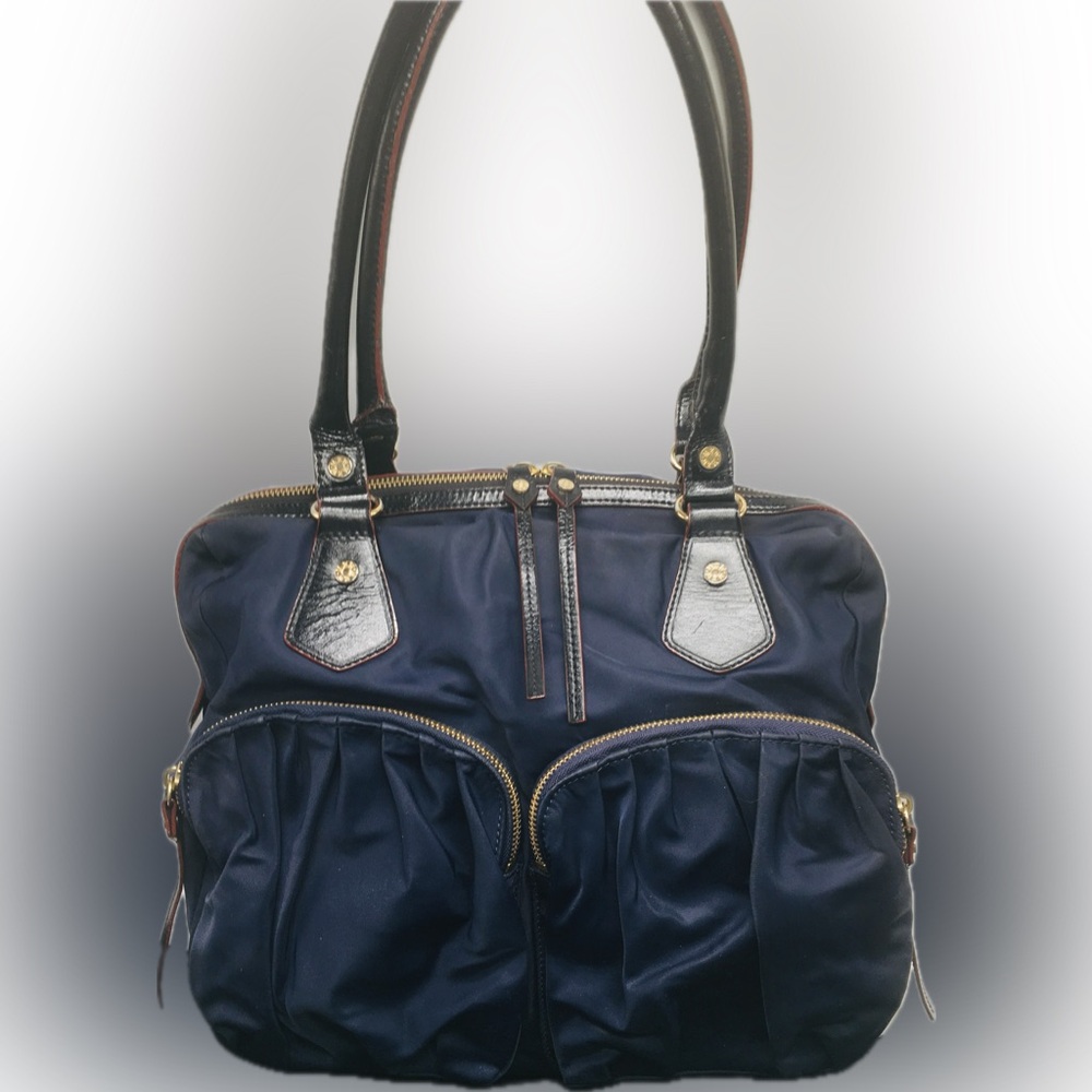 MZ Wallace Jane Nylon Satchel Shoulder Handbag Navy Blue